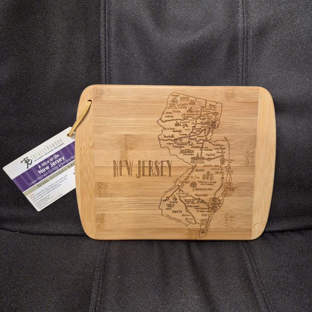 A Slice of Life New Jersey State Serving and Cutting Board, 11" x 8.75"
